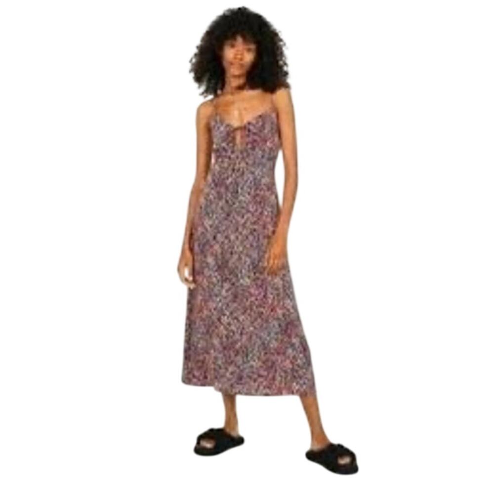 H&M Floral Low Back Cross Back Midi Dress Medium